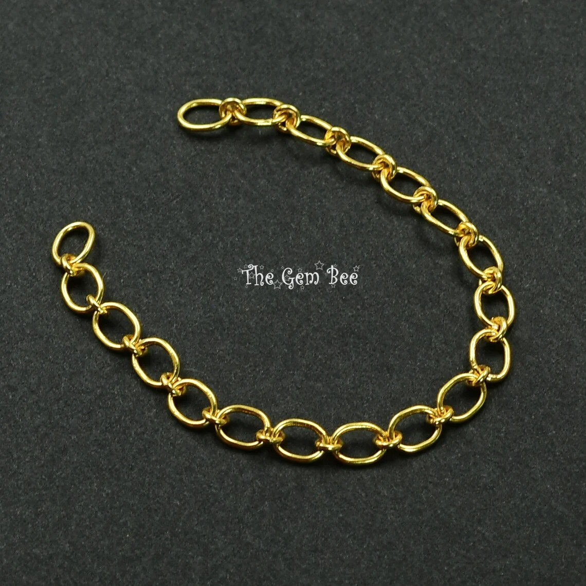 3mmx4mm 18k Solid Yellow Gold Fancy Oval Cable Chain Extender 3 INCH Length