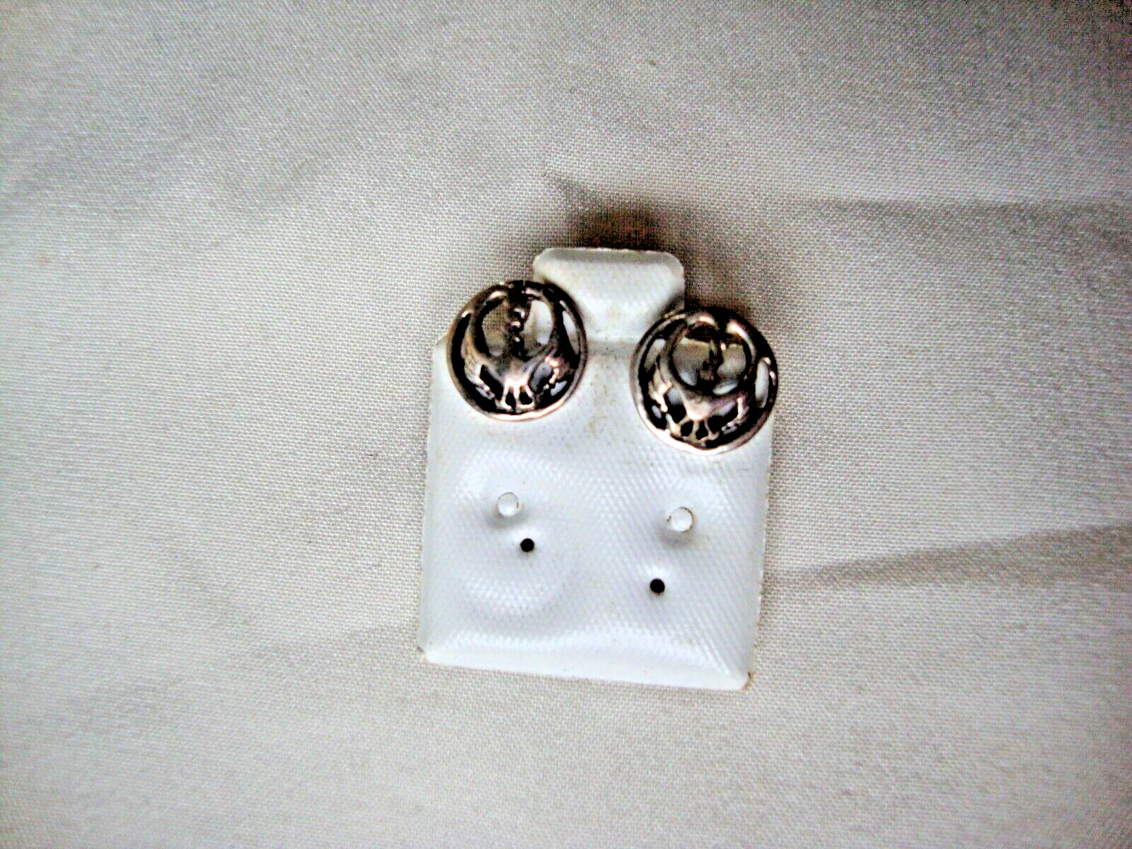 VTG STERLING SILVER STAMP 925 GRATEFUL DEAD SKULL & LIGHTNING BOLT STUD EARRINGS