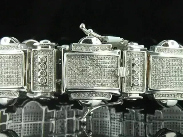 Men’s 12.CT Round Cut Lab Created Diamond Tennis Bracelet Gold Plated 925 Silver