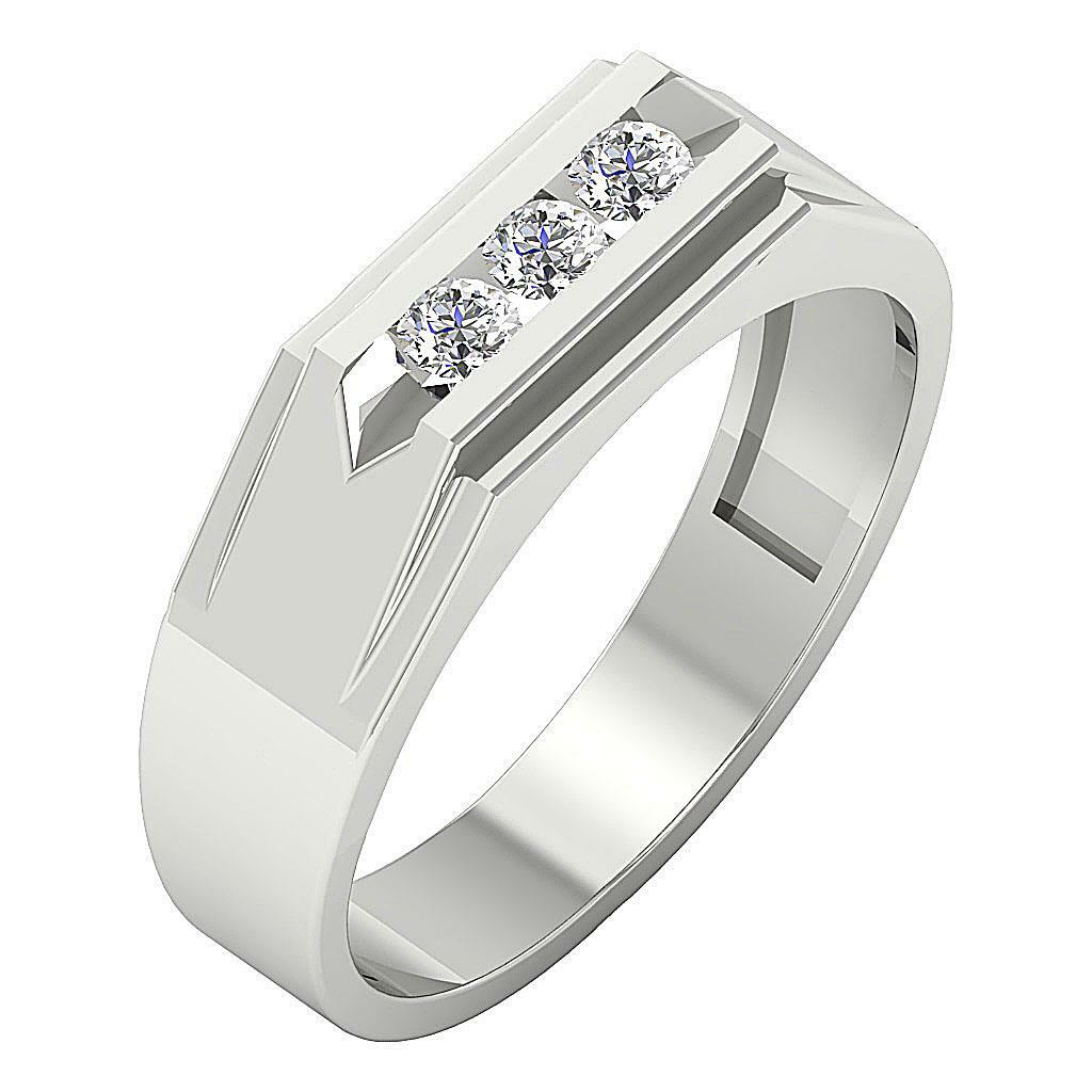 Men’s Wedding Ring VS1 E 0.50 Ct Natural Diamond 14K Solid White Gold 6.90 mm