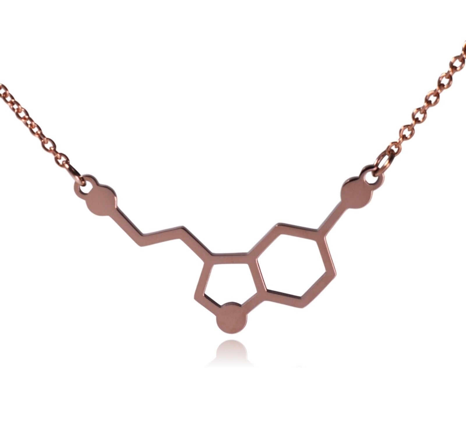 Serotonin Neurotransmitter Molecule Stainless Steel Necklace