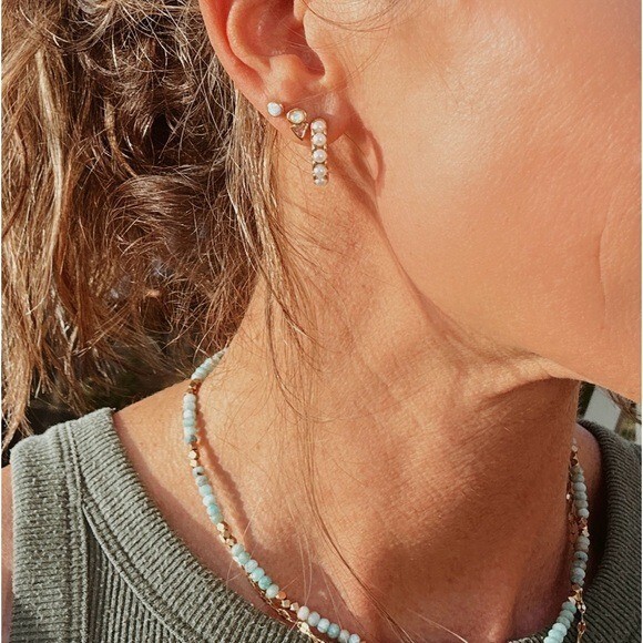 Pretty Pearl Huggies Lightweight Waterproof Pearl Hoop Earrings for Everyday Use