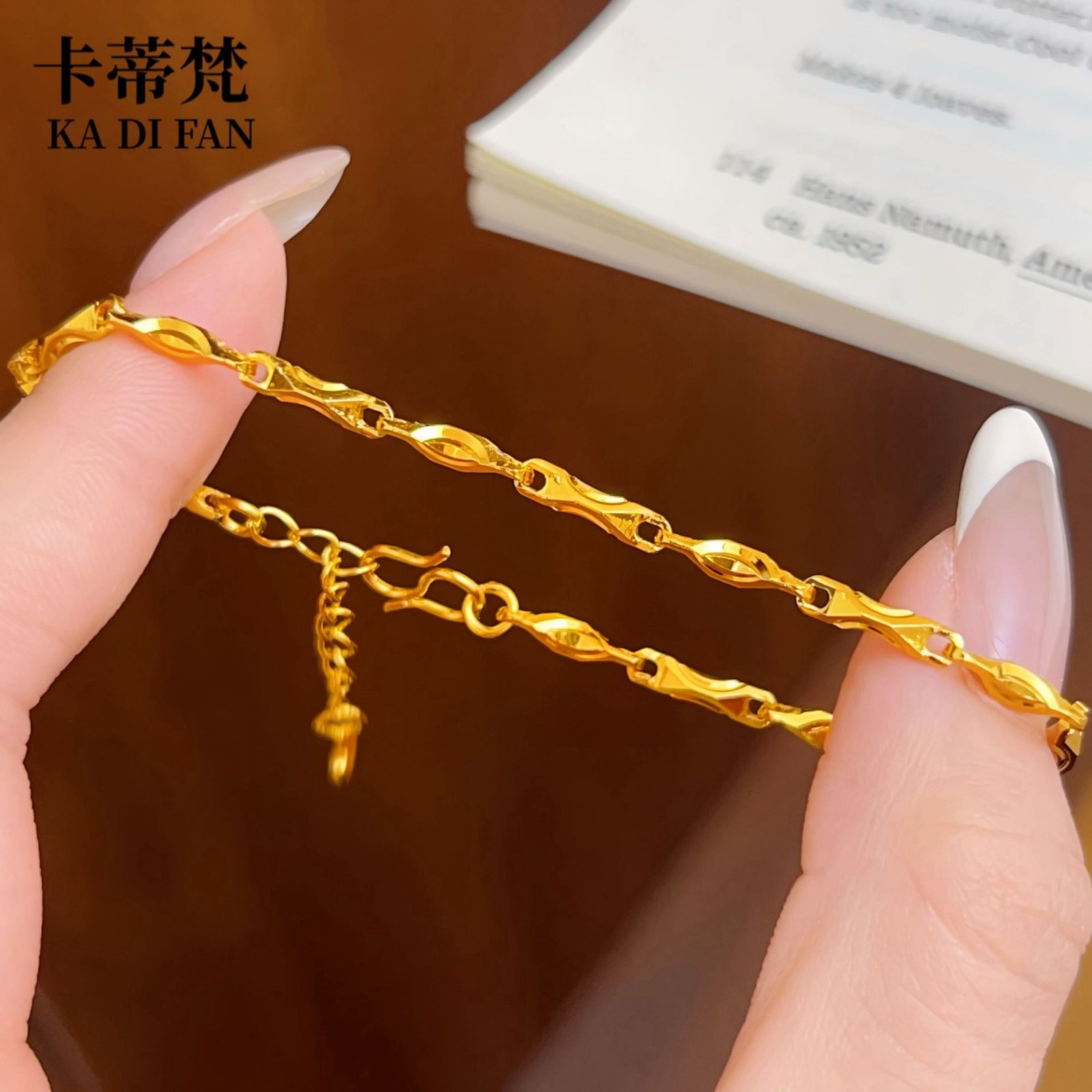 24K Thai Baht Yellow Gold shiny gold ingot bracelet