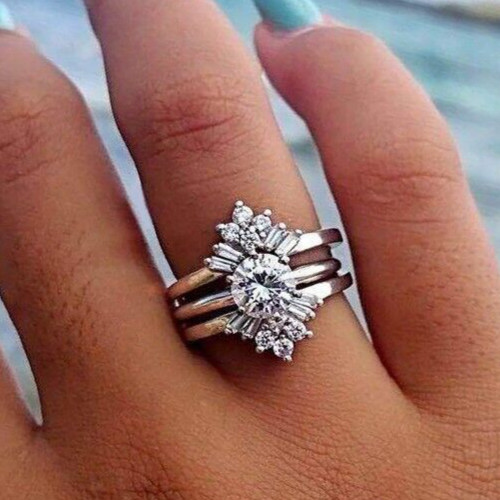 2 Ct Simulated Diamond Ring 925 Silver Plated Delicate Ring For Valentine Gifts