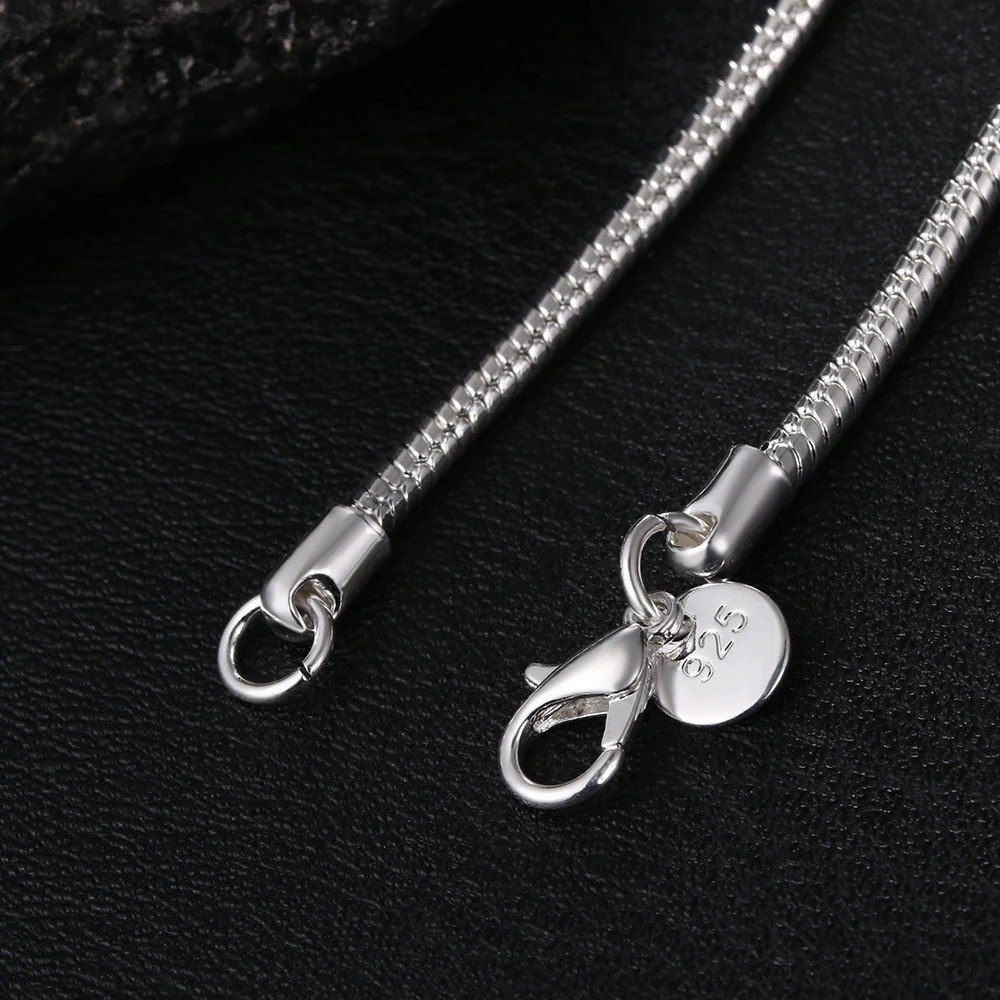 Men&Women’s 925 Sterling Silver Tarnish-Free Italian Snake Chain Necklace 16-24*