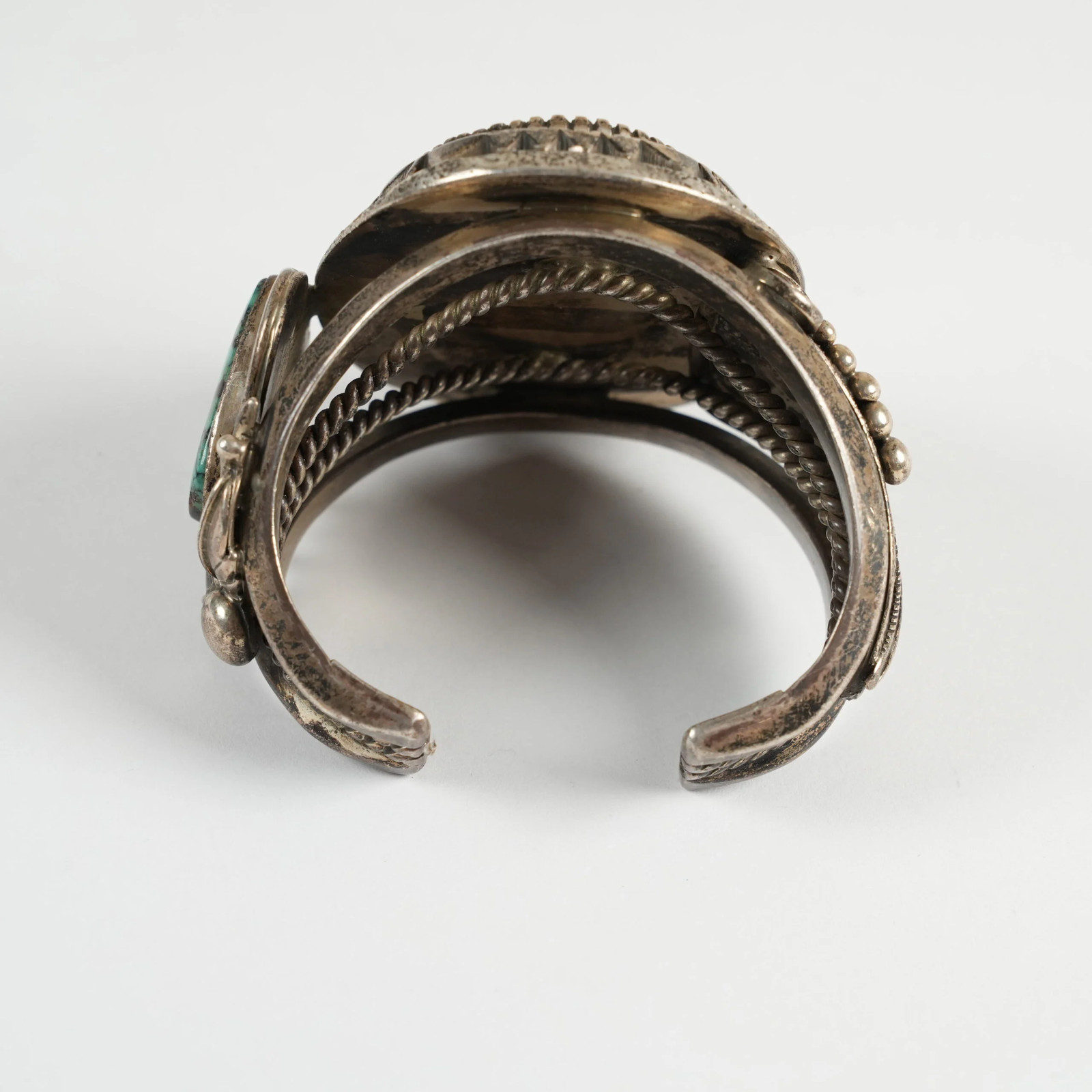 Sterling Silver Southwestern/Native American Cuff Bracelet Marked J. Billie 9in