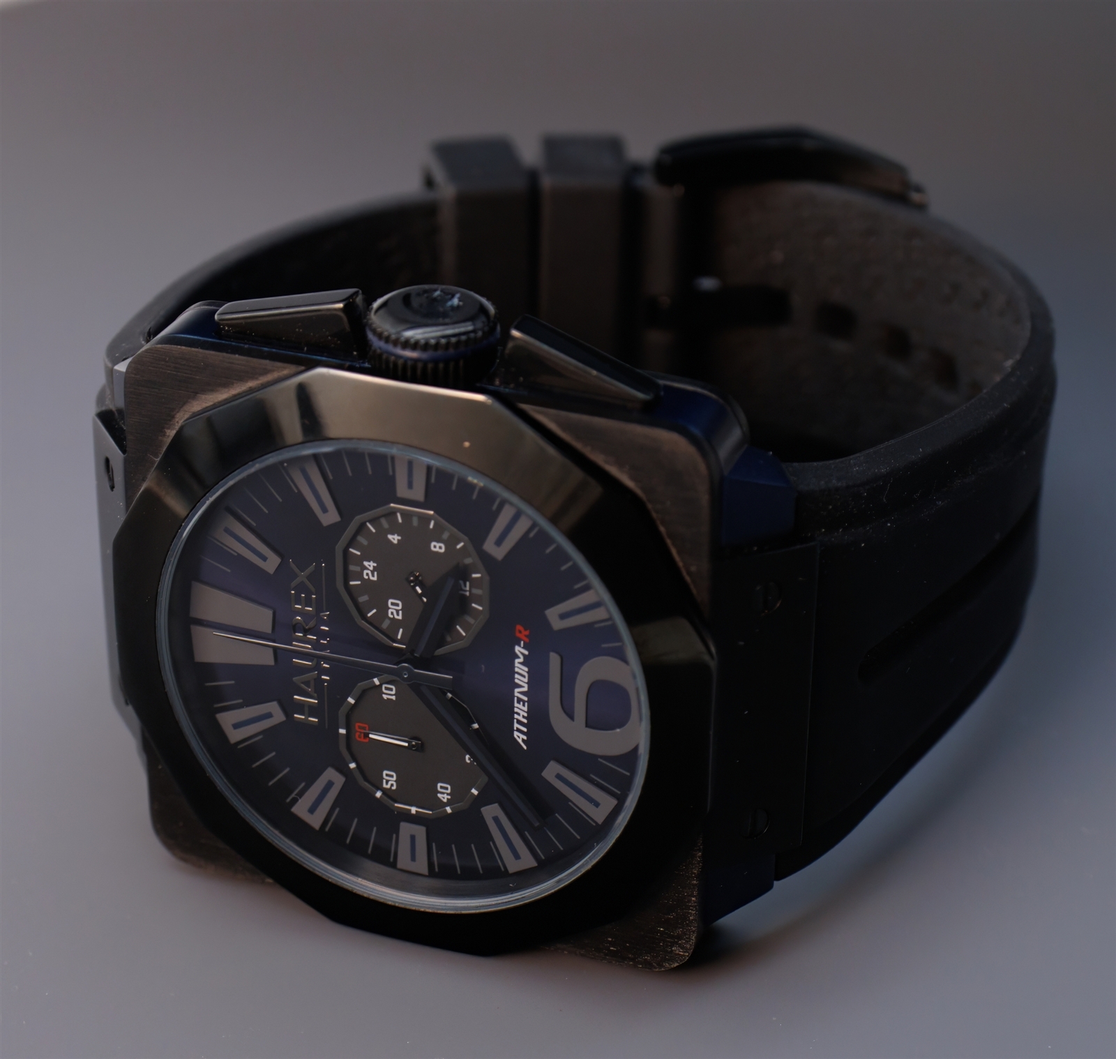 Haurex Athenium-R Square Chronograph Watch Blue /Black Fume Dial 3N372UNB