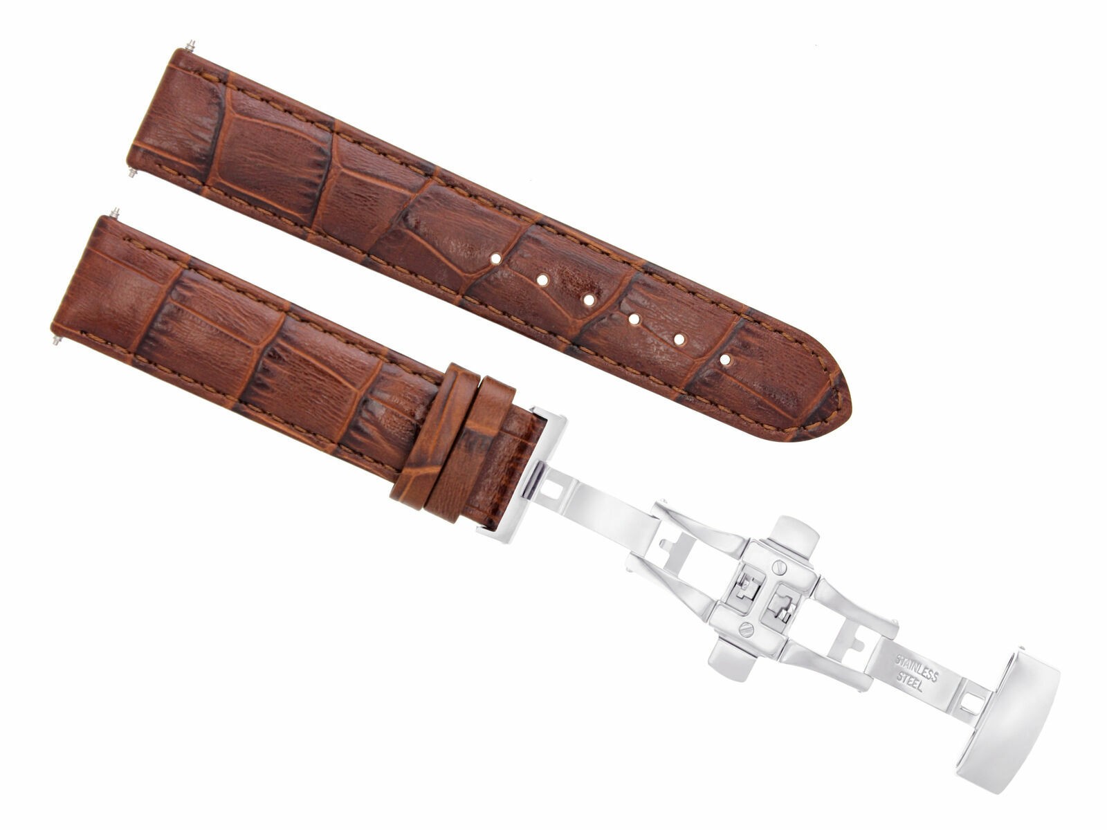 20mm Light Brown Leather Replacement Watch Strap For Omega Seamaster Speedmaster