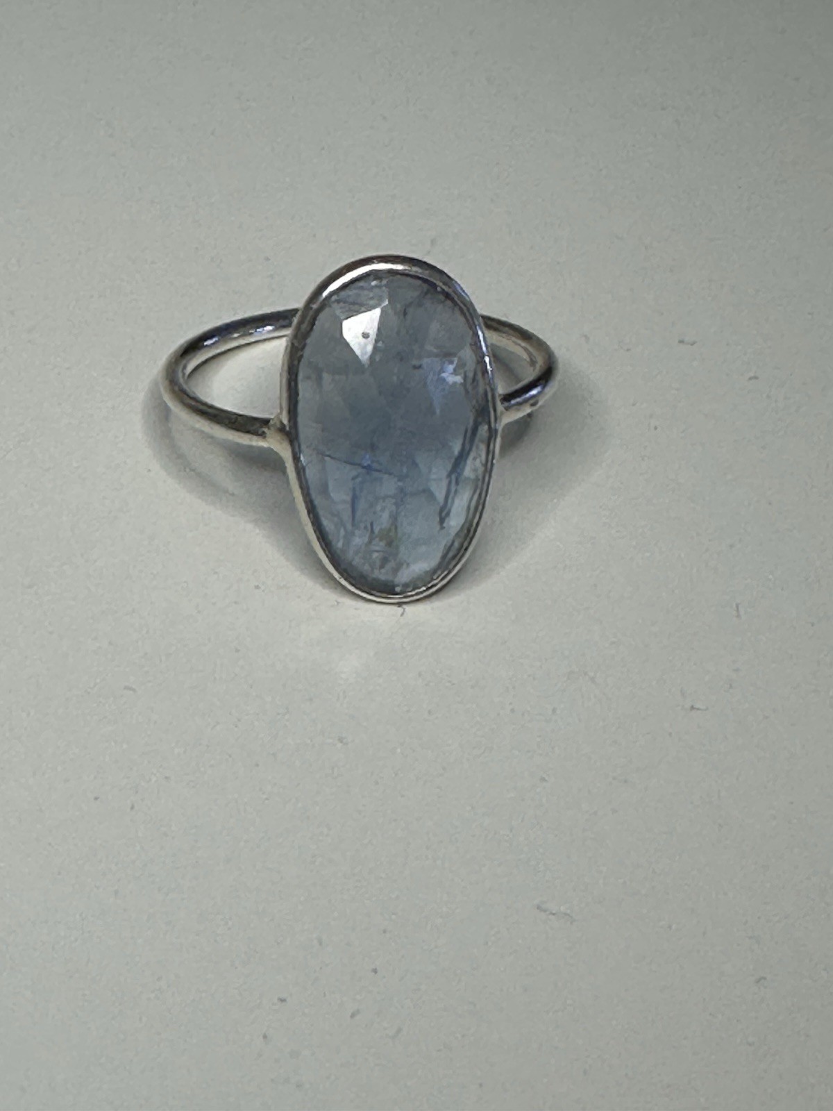 Beautiful Blue Fluorite and .925 Sterling Silver Ring Size 7