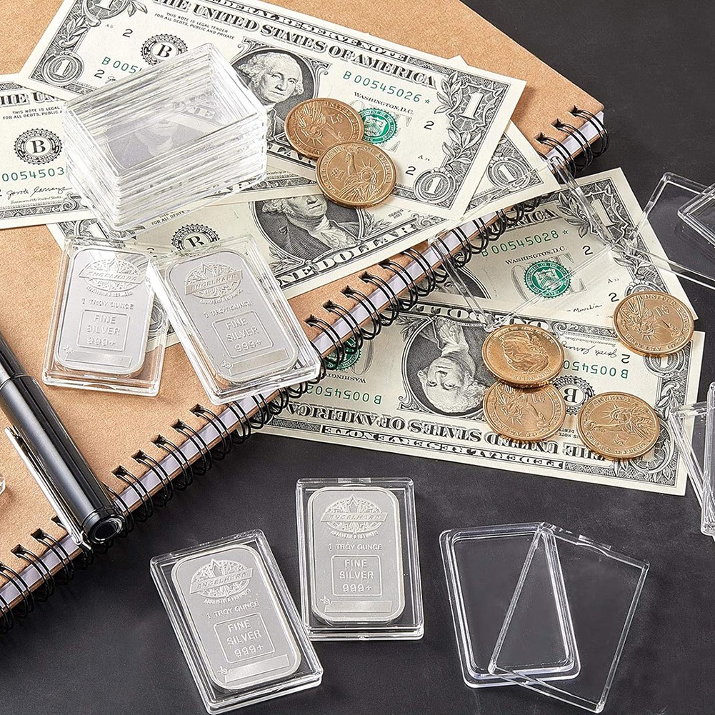 5-50 Pcs 1 oz Silver Bar Case Holder Clear Capsule Storage Container Storage Box