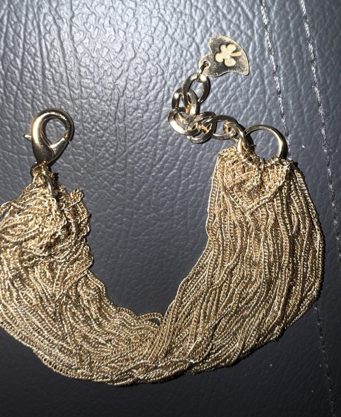 HAUS OF DIETRICH CHARLOTTENBURG SET SILK LONG NECKLACE & BRACELET GOLD TONE NEW