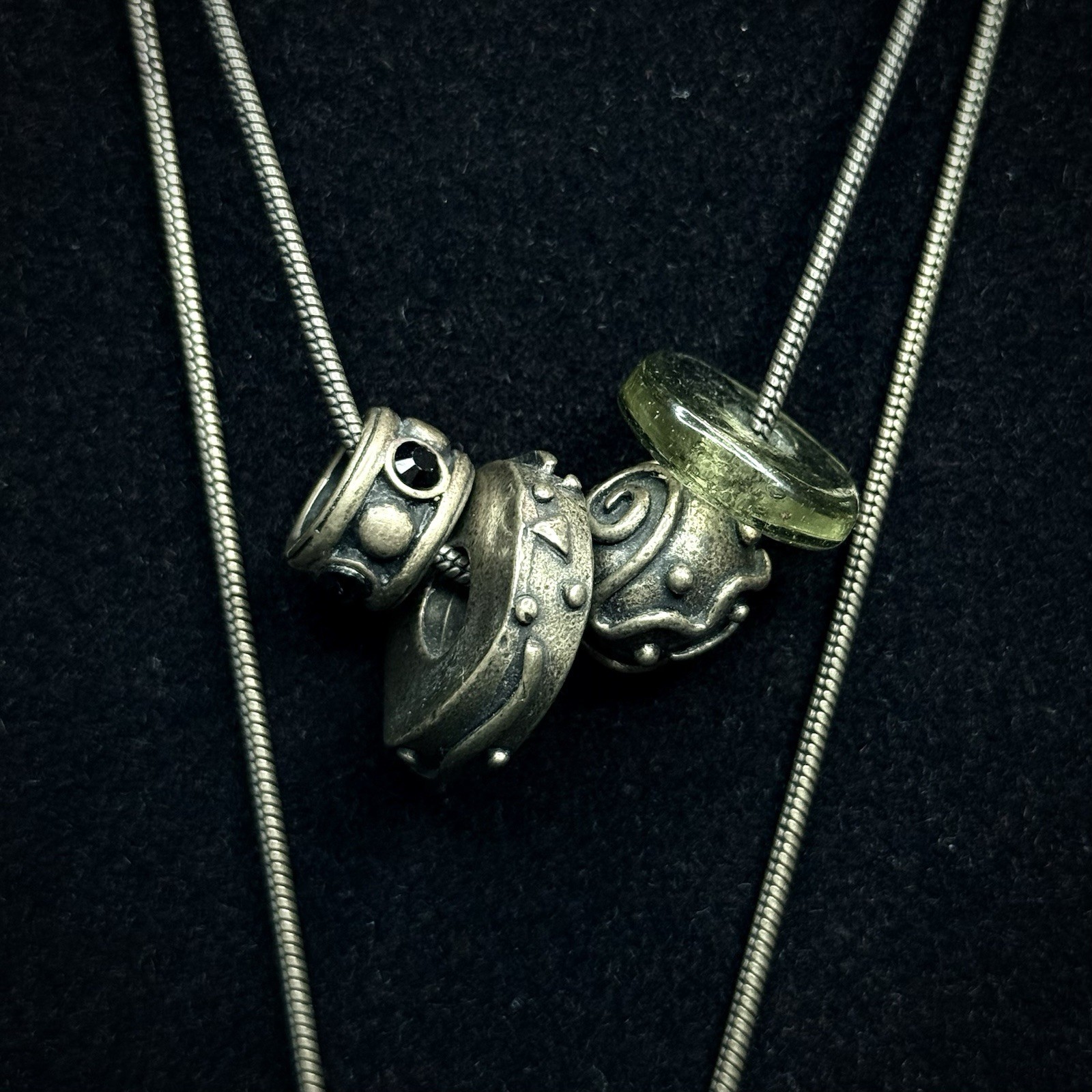 Chico’s Boho Chic Layered Necklace |Brass Tone Snake Chain | Charms & Pendant