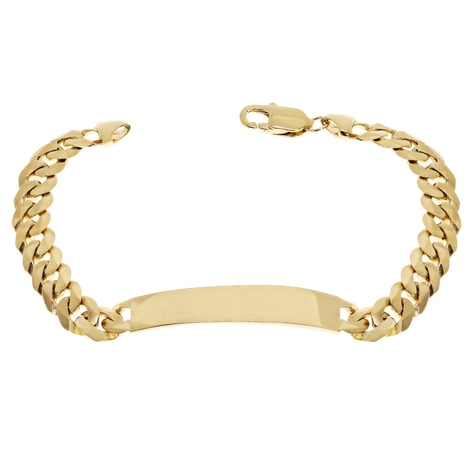 14k Yellow Gold Solid Curb Cuban Link Chain ID Bracelet 7″ 10.2mm 19.7 grams