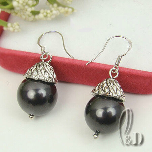 AU STOCK CHIC 12MM LARGE MULTIPLE COLOUR SEA SHELL PEARLS SILVER EARRINGS EA009