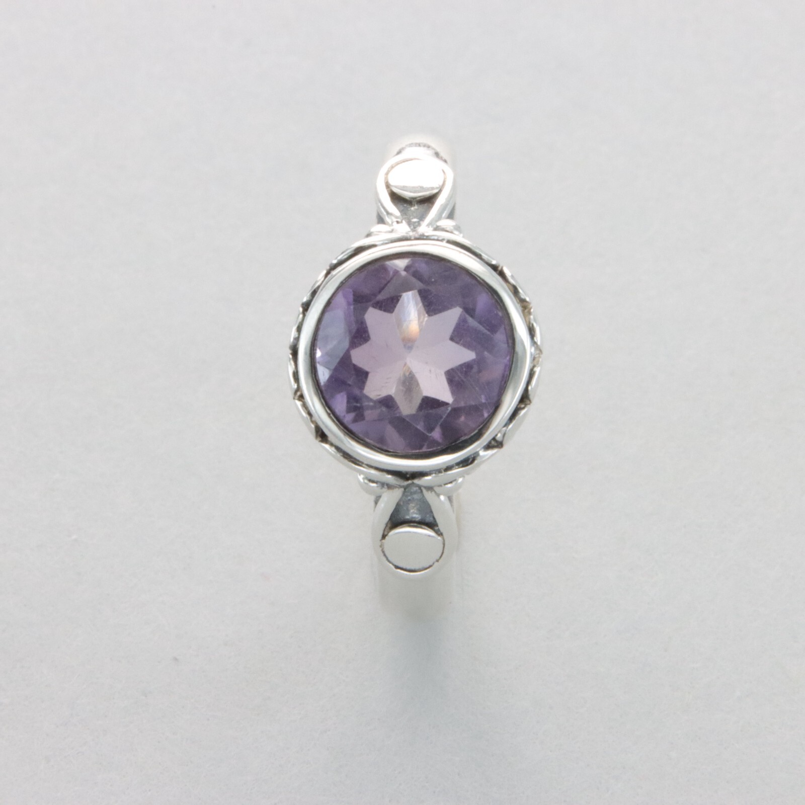 Natural and Round AMETHYST Ring – Multiple Sizes – 925 STERLING SILVER #11e