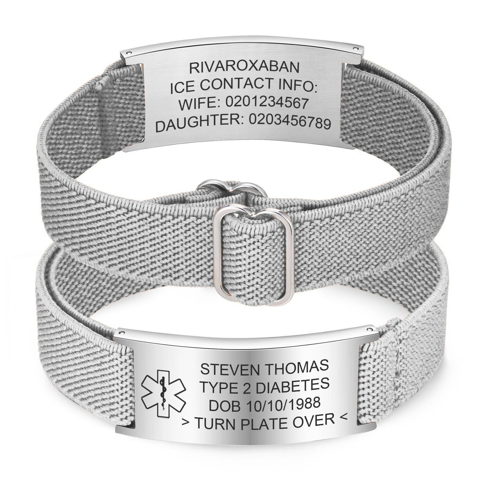 Free Engraving Personalized Medical Alert Bracelet Stainless Steel Wristband