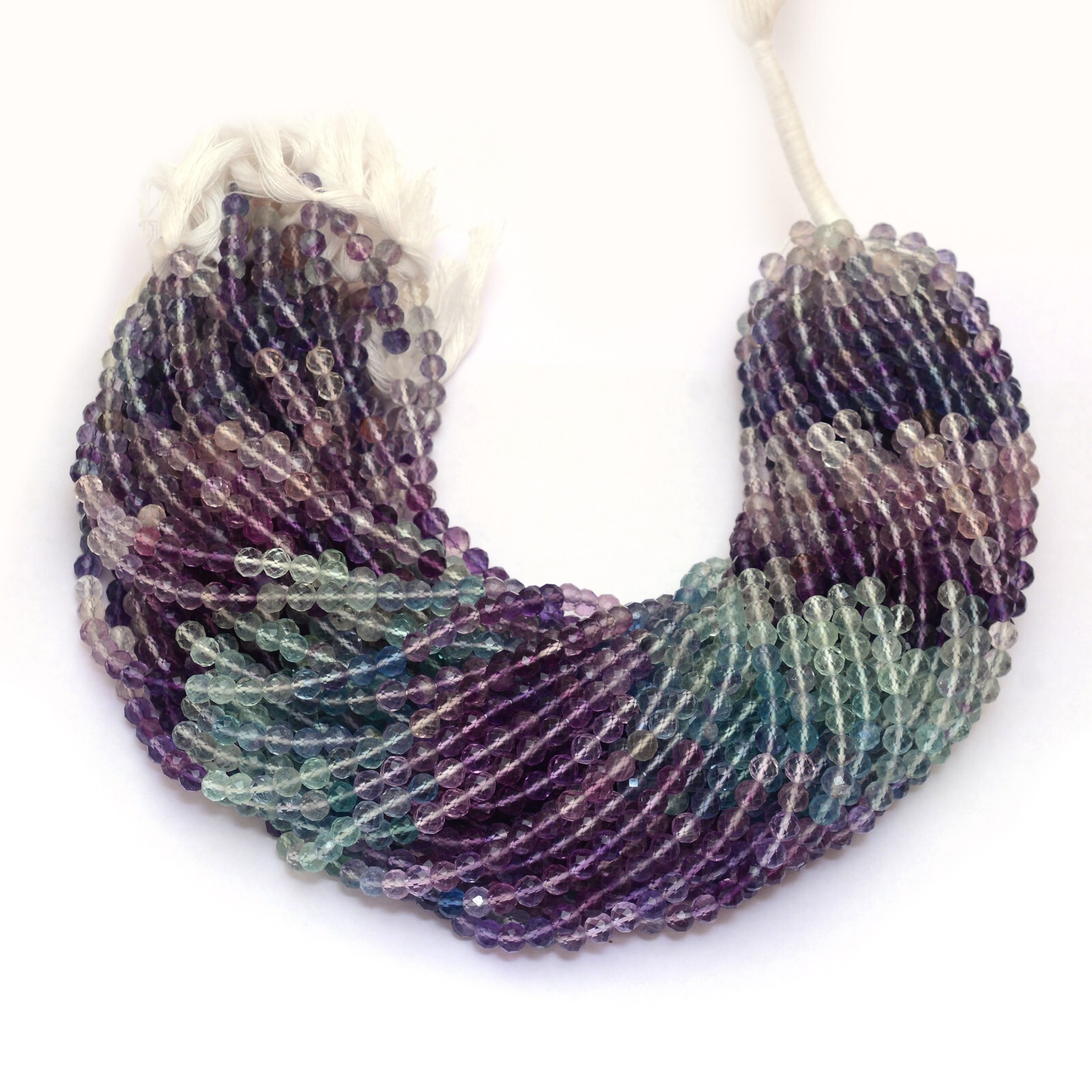 AAA+ Multi Fluorite Gemstone 5mm-6mm Faceted Round Loose Beads | 12inch Strand