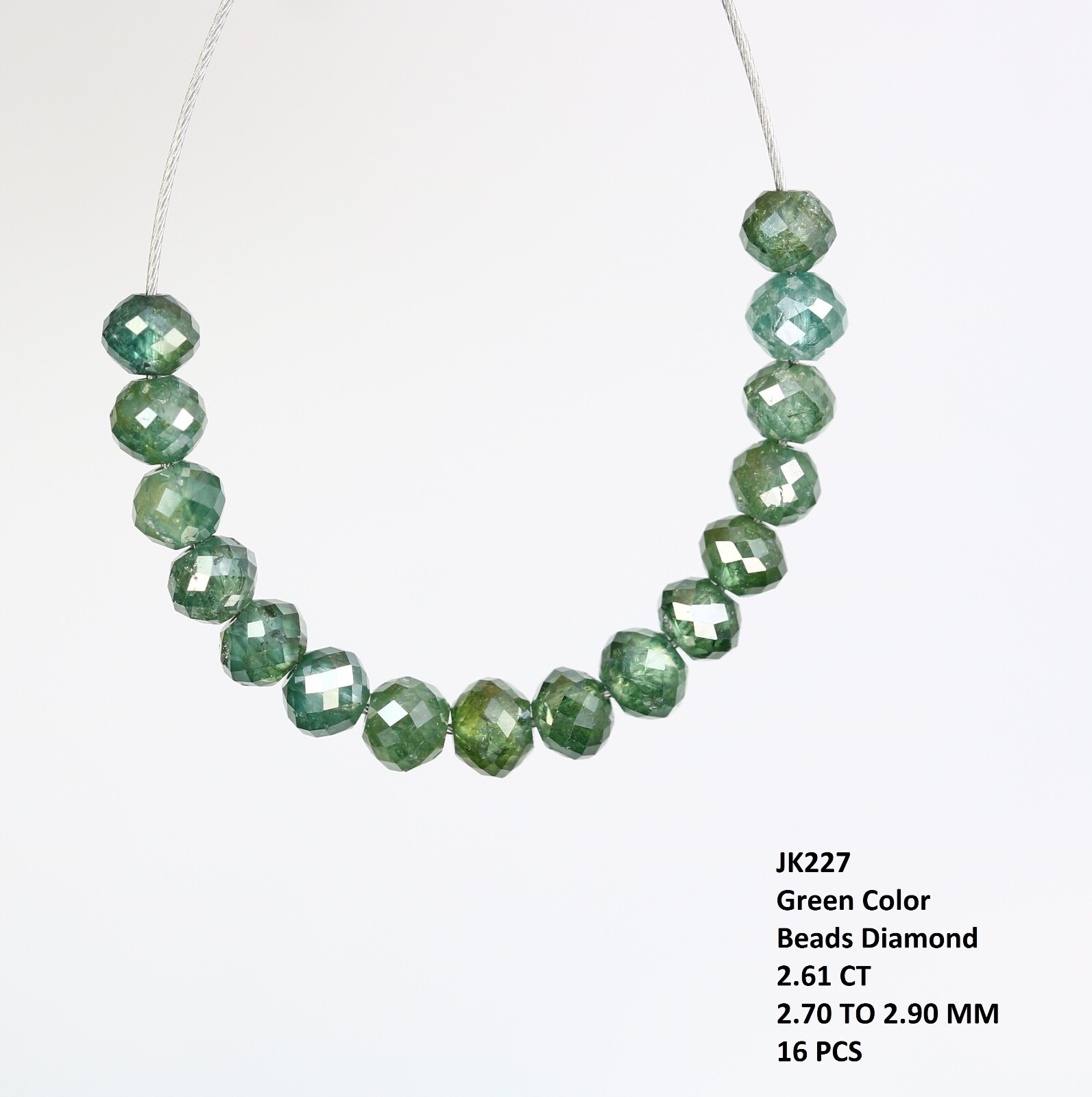 2.61 2.70 to 2.90 MM Treated Green Beads Natural Diamond For Bracelet