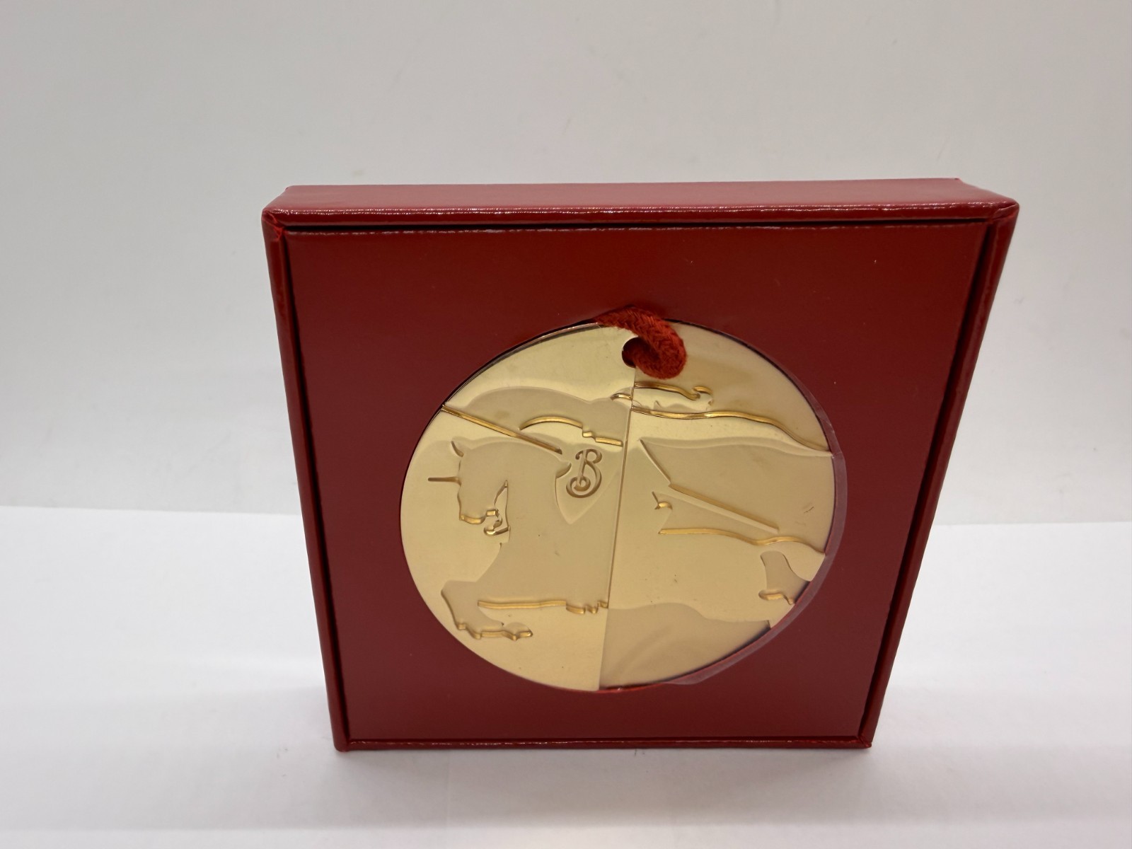 Burberry Metal Gold-Tone Round Brand Engraved Medallion Ornament Bauble