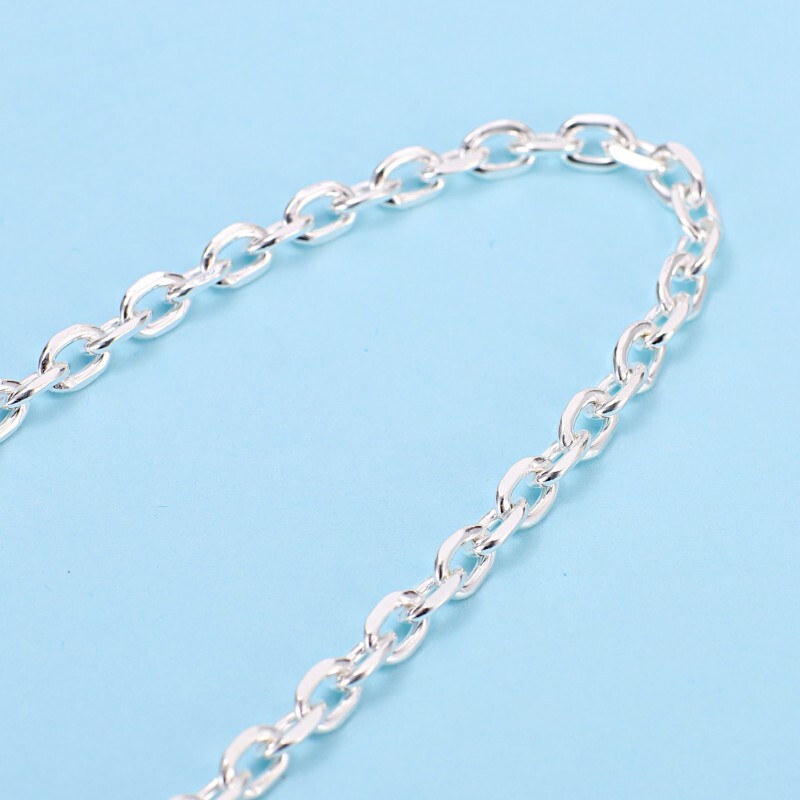 990 Pure Silver Necklace Handmade Silver Cuboid Cable Link Chain 2.5mm/3mm/5mm