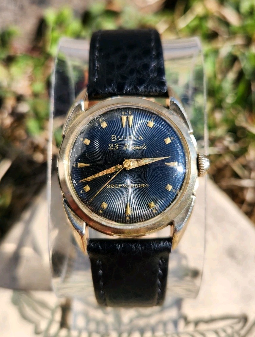 Vtg 1957 Bulova 23 Sunburst Men’s 31mm Watch 10BPAC Automatic Black Dial RGP!!!