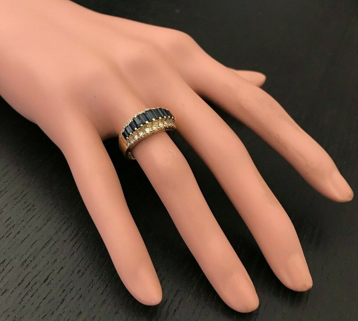 3.54 Carat Natural Sapphire and Diamonds in 14K Solid Yellow Gold Women’s Ring
