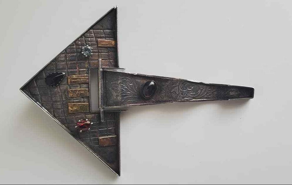 Vtg LYNDA THORP Sterling Silver Studio Modernist Brooch Fish Articulated Tail