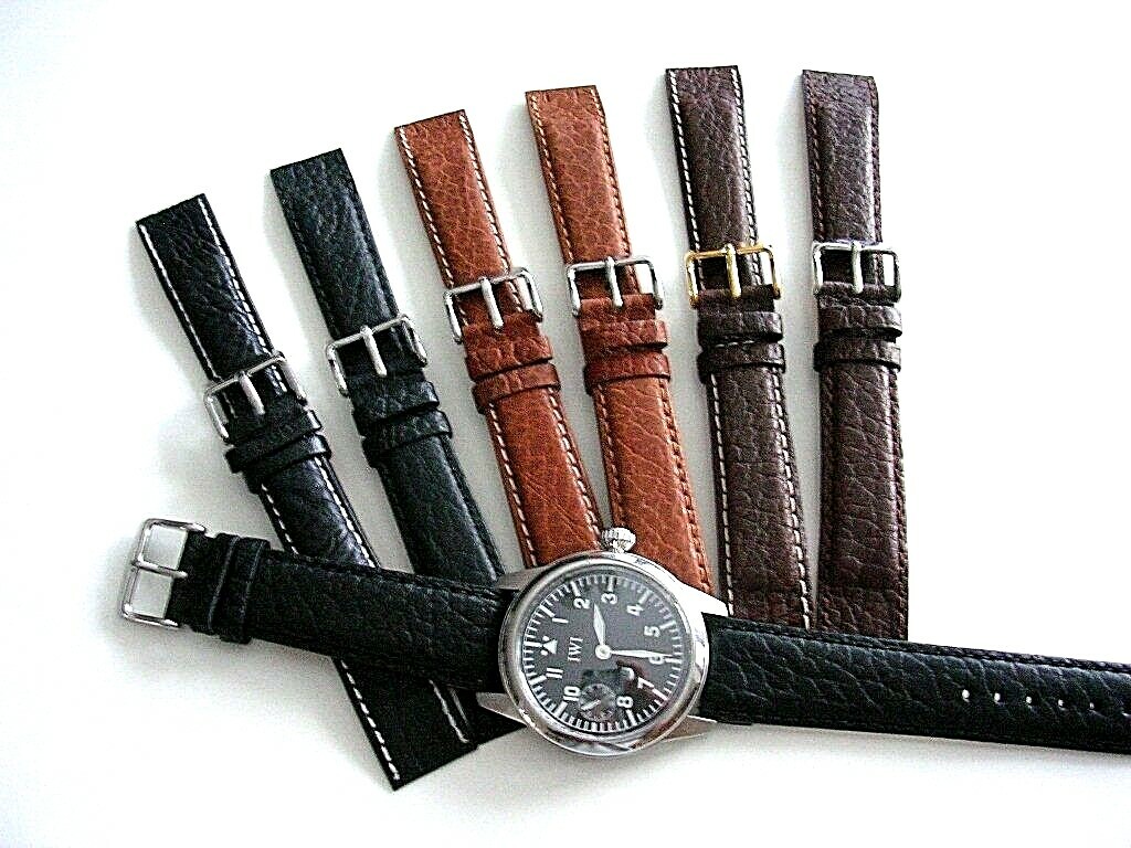 Buffalo calf Open End wire lug Leather watch band strap IW SUISSE 16 18 20 22mm