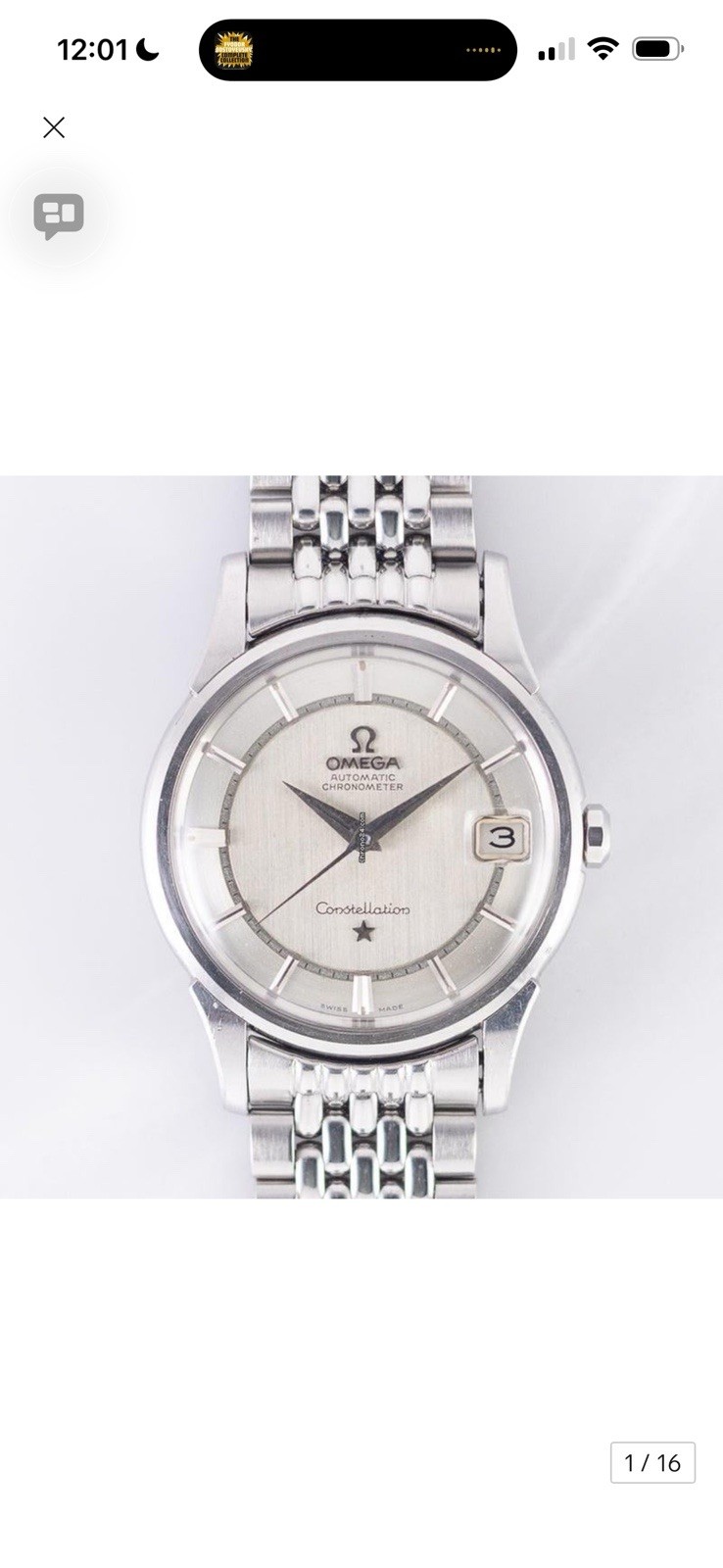 Omega Constellation RARE “Railroad Minute Track” Dial, 1959 Reference 14393