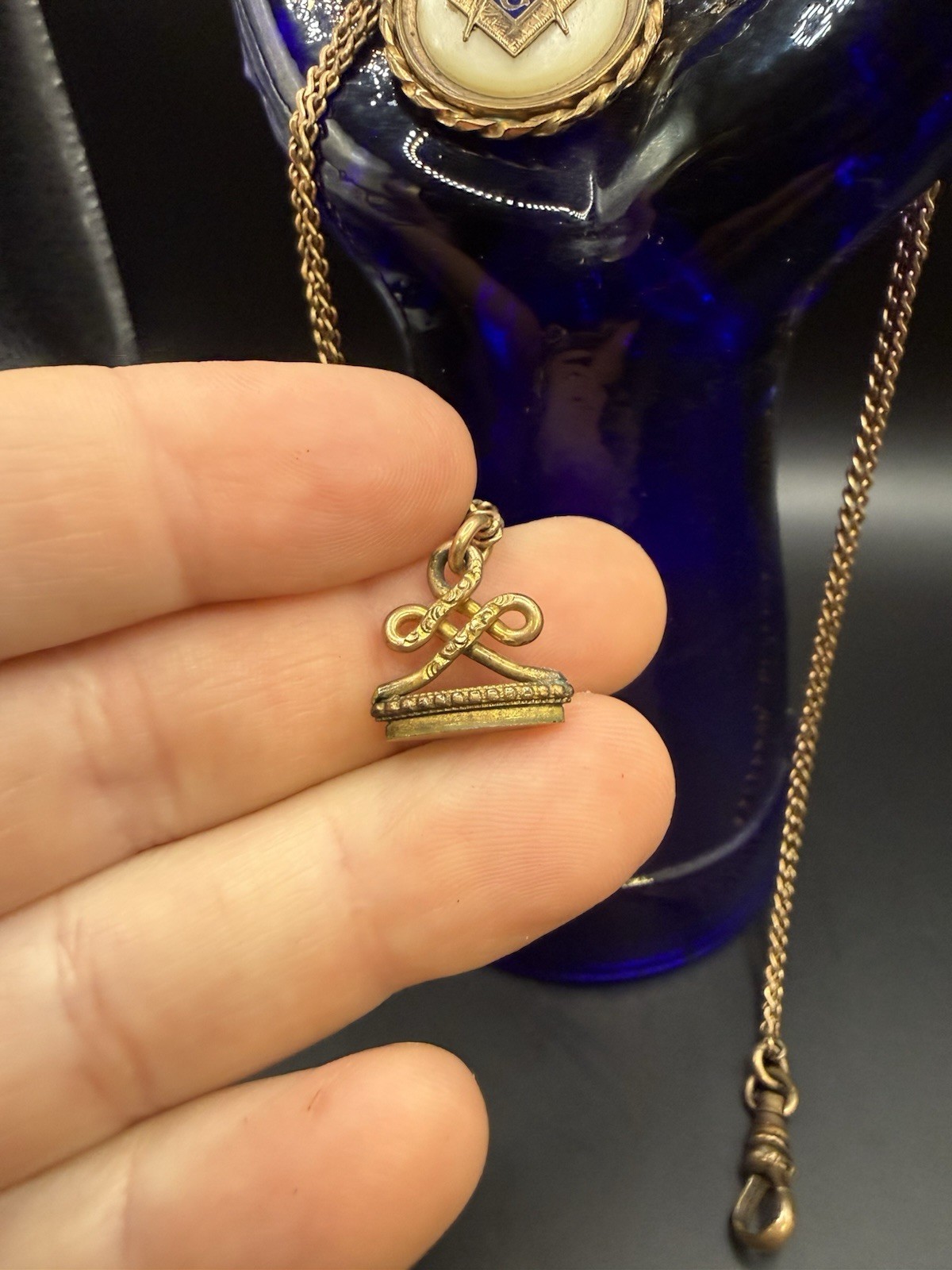 Victorian Mason Masonic Pocket Watch Fob Chain Wax Sealer S.O.B. & Co