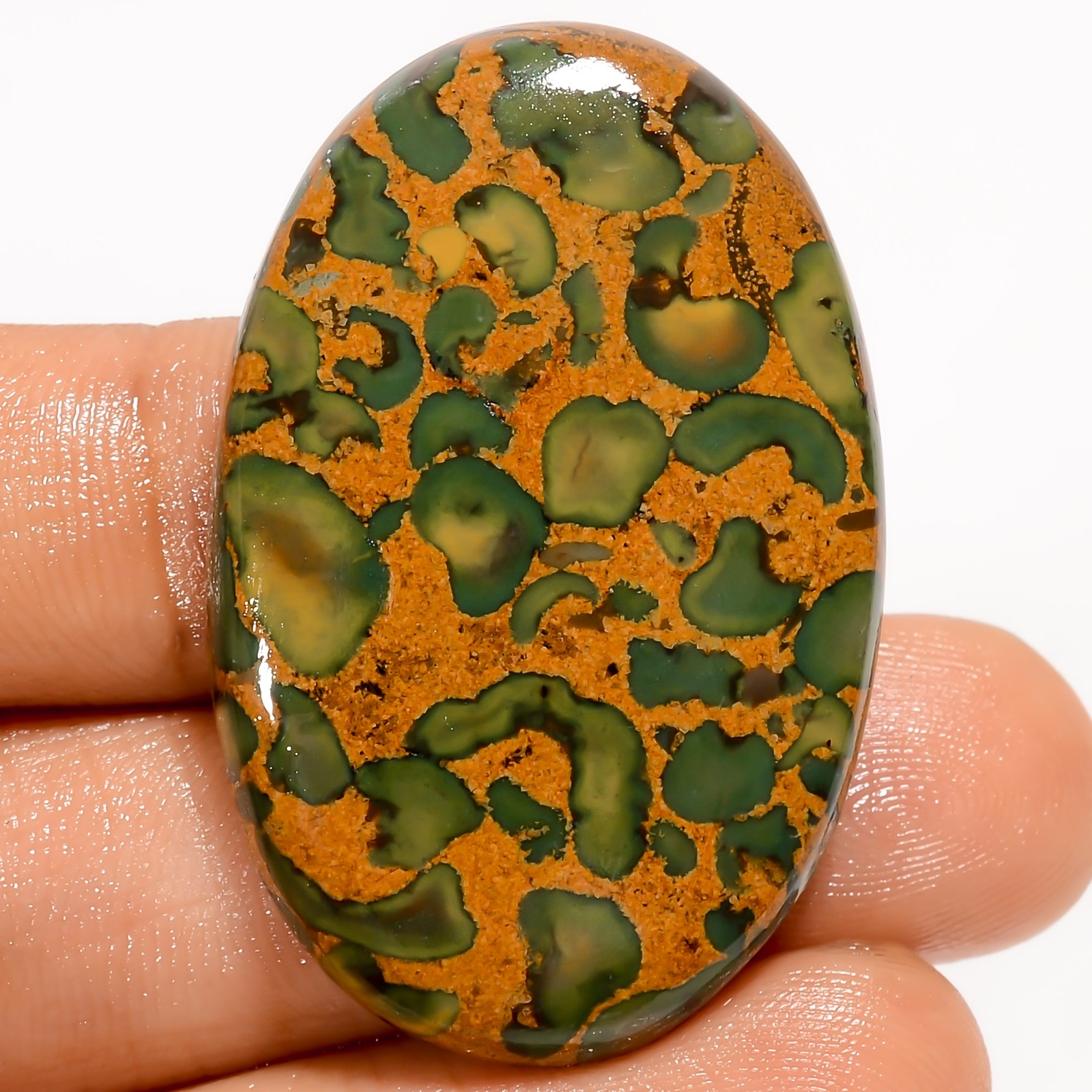 100% Natural Fruit Jasper Oval Shape Cabochon Gemstone 50.5 Ct 40X25X5mm EE51938