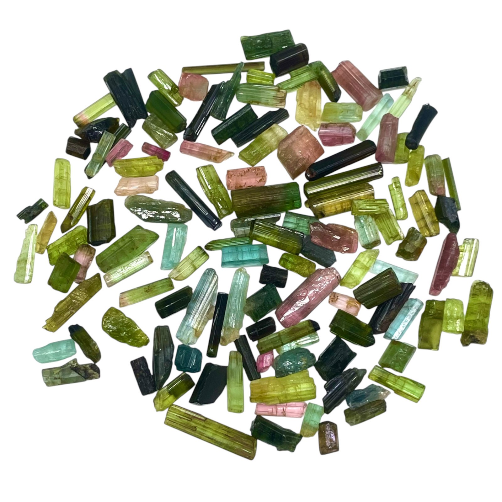 127 Pcs Natural Tourmaline 4-16mm Multi Color Rough Stick Loose Gemstones Lot