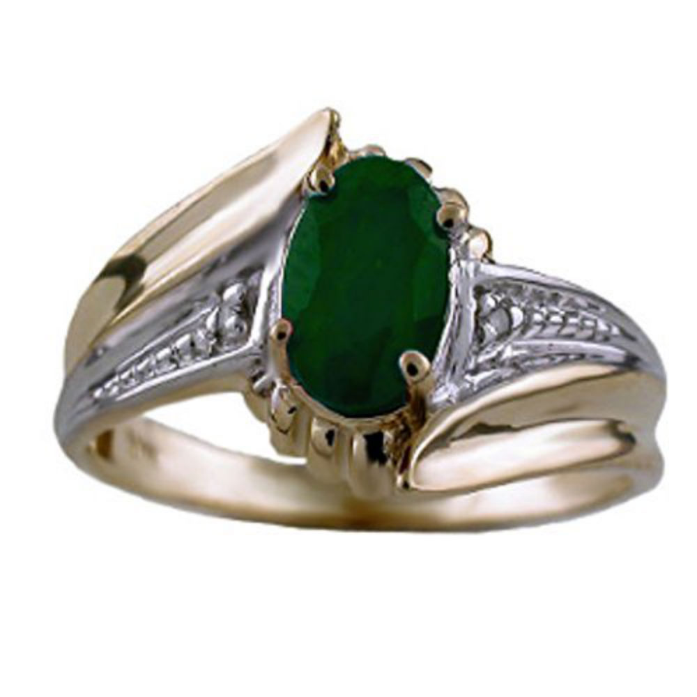 Rylos 925 Yellow-Gold -Plated – Silver Ring Emerald & Diamond 7X5MM May