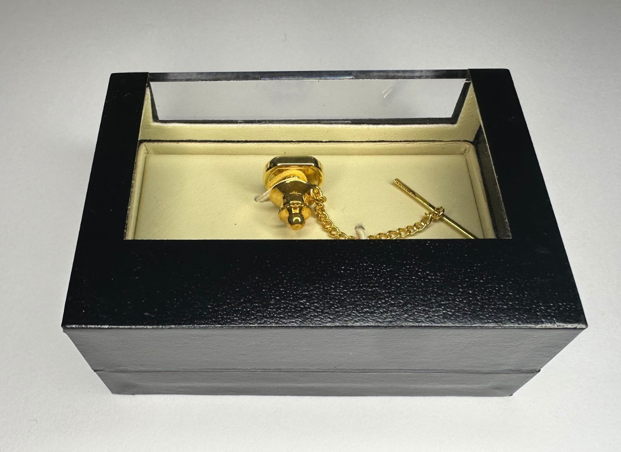NEW Men’s STAFFORD TIE TACK CHAIN CLIP Black Gold Silver Tone Rhinestone Formal