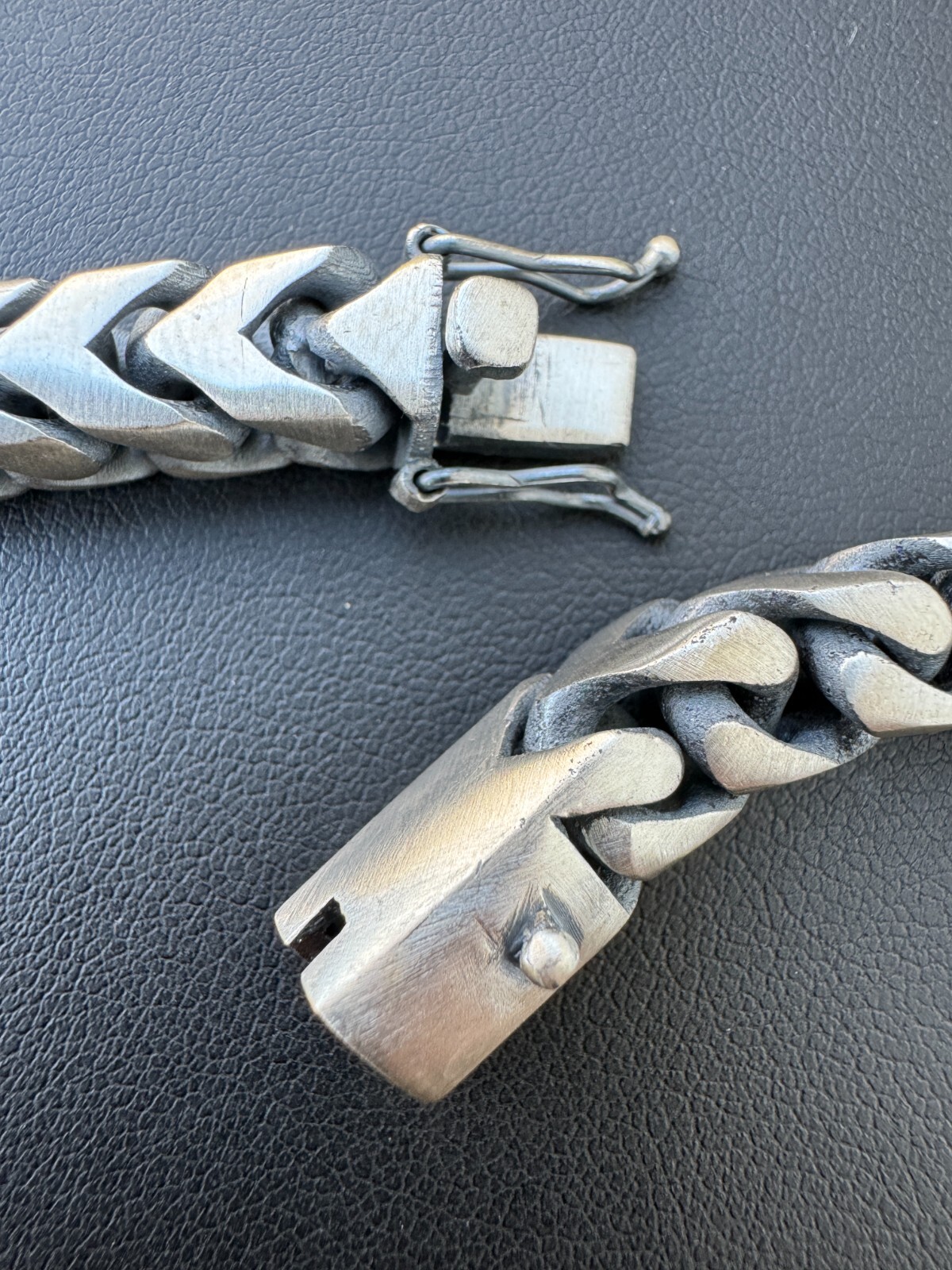 Handmade Franco Chain Necklace Oxidized Real 925 Sterling Silver Box Lock 4-10mm