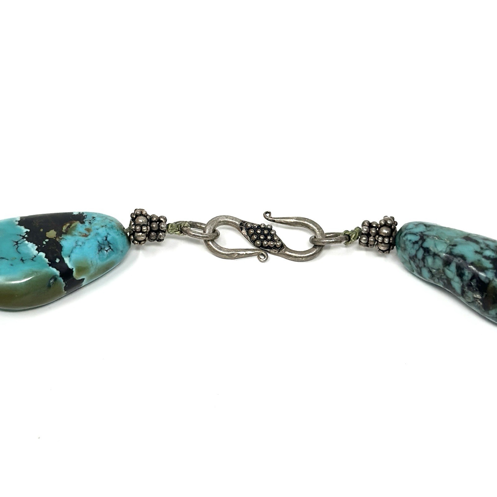 Stunning Natural Green Hubei Turquoise Necklace Large Chunky Polished Oval Beads