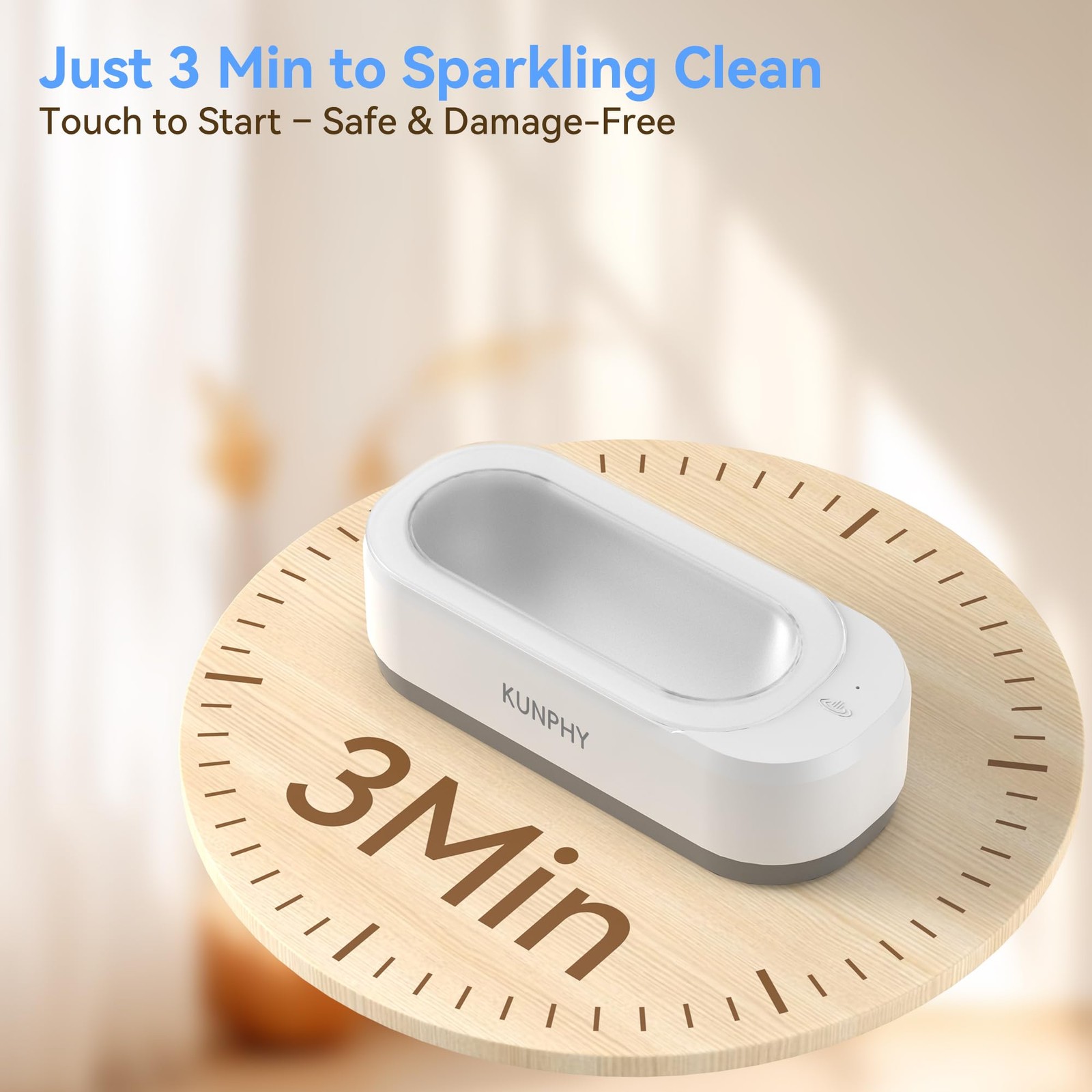 KUNPHY Ultrasonic Jewelry Cleaner, Cleaner 12oz (350ml), White