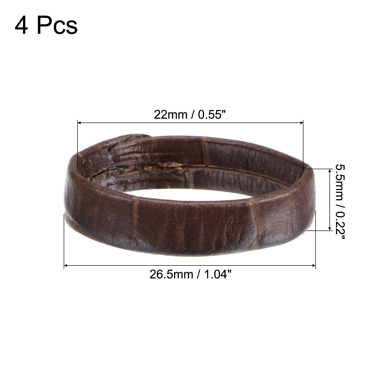 4Pcs PU Leather Loops Retaining Ring for 22mm Width Watch Band Dark Brown