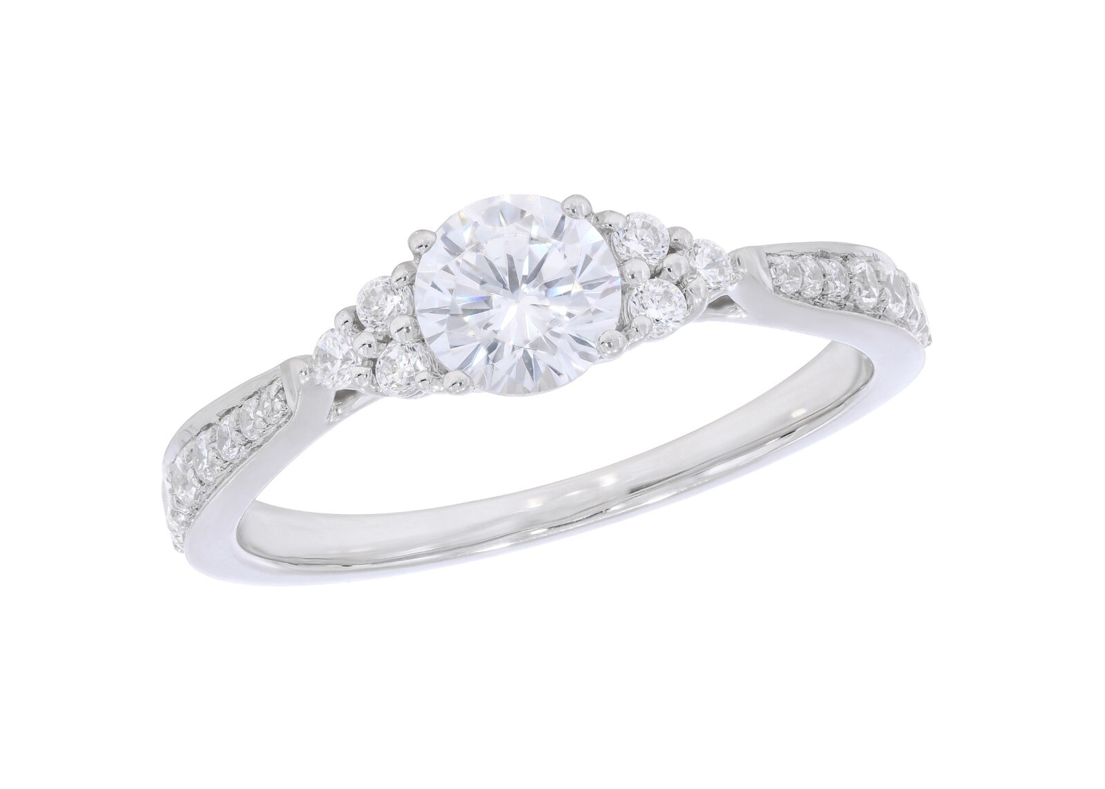 0.97 Carat Round Lab Grown Diamond Ring 14k White Gold Certified
