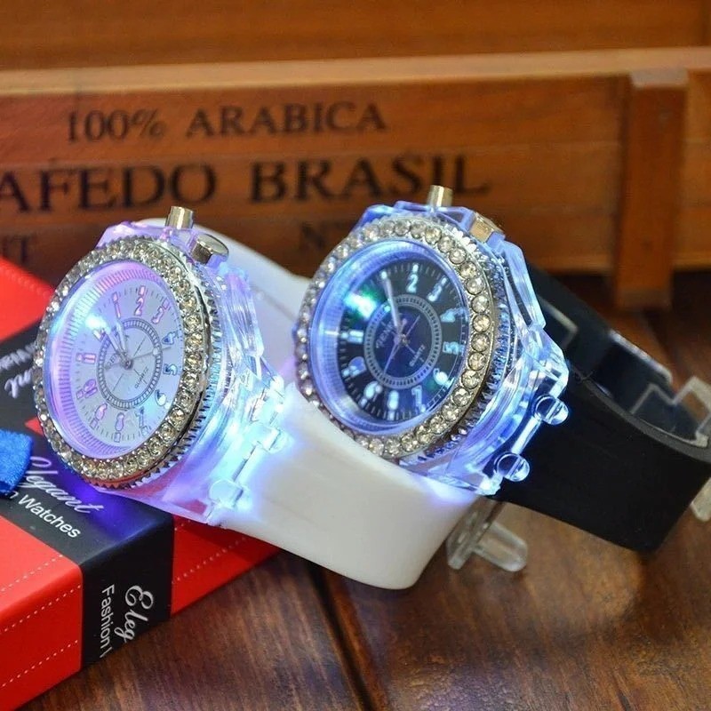 Light Flash Luminous Watches Women Men Boys Girls Silicone Wrist Watch