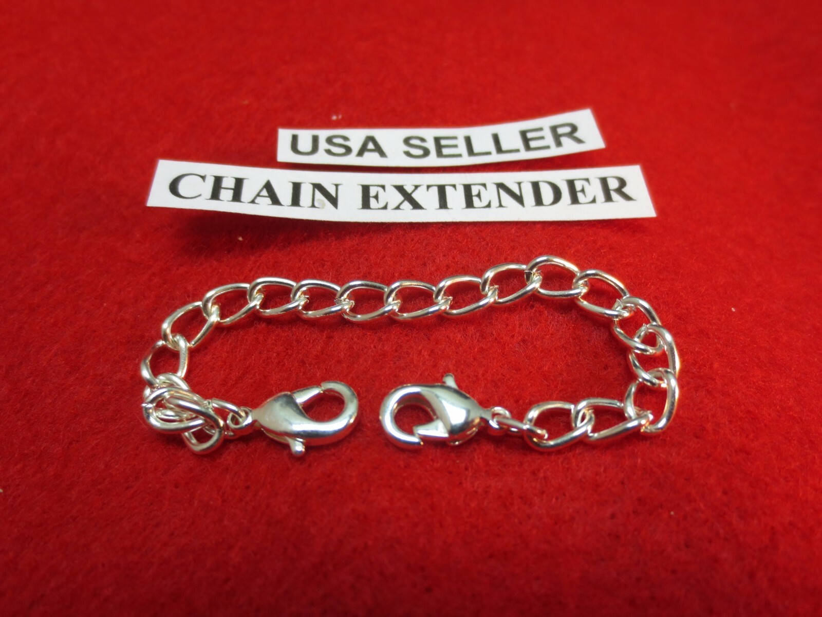 8″ 14 kt GOLD & WHITE GOLD EP & STERLING SILVER EP DOUBLE LOBSTER CLAW EXTENDER