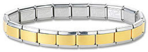 Italian Charm Bracelets Stainless Steel Starter Gold Center 9 mm Modular Links