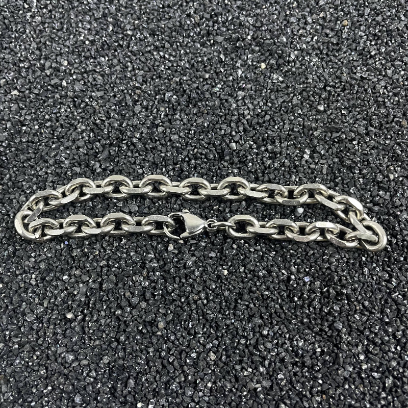 New TA1 Pure Titanium Angle Chain Bracelet 7mm Wide Anti Allergic Length Fashion