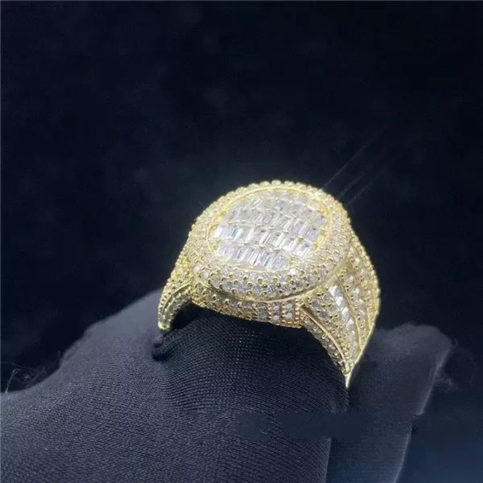 VVS Moissanite 925 Starling Silver Baguette Mens Ring REAL Silver Passes Tester