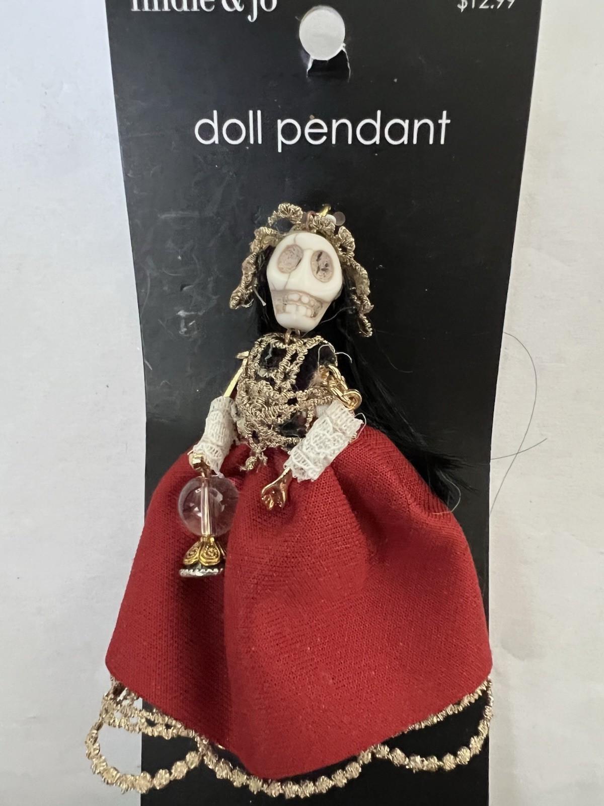 3 Hildie & Jo Halloween Skull Skeleton Doll Pendants for JoAnn Fabrics