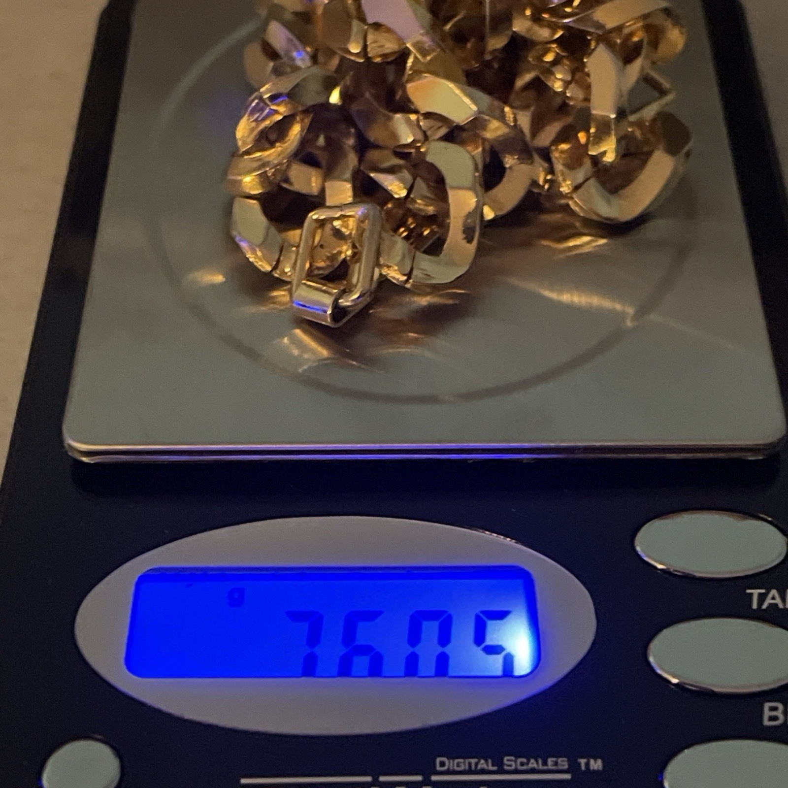 Gold-Colored Women’s Chain Bracelet Size 7.5 Inches & 75.05 Grams With Box Clasp