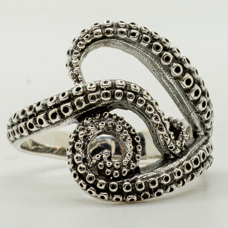 Octopus Tentacle 925 silver Ring Biker Gothic Kraken Pirate Nautical Warlock