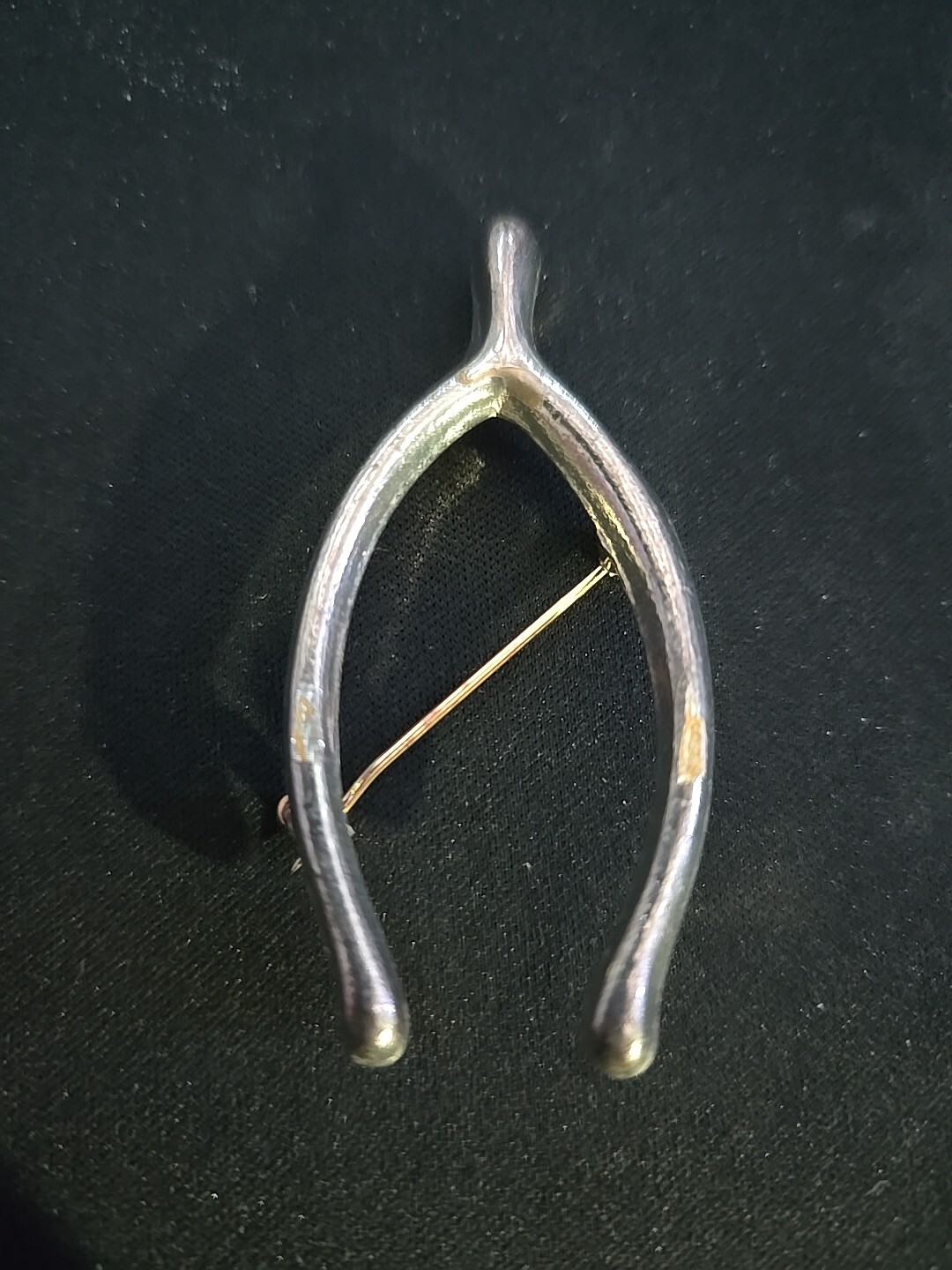 Vintage 40’s 50’s Era Silver-plated Lucky Wish Bone Brooch- Version A