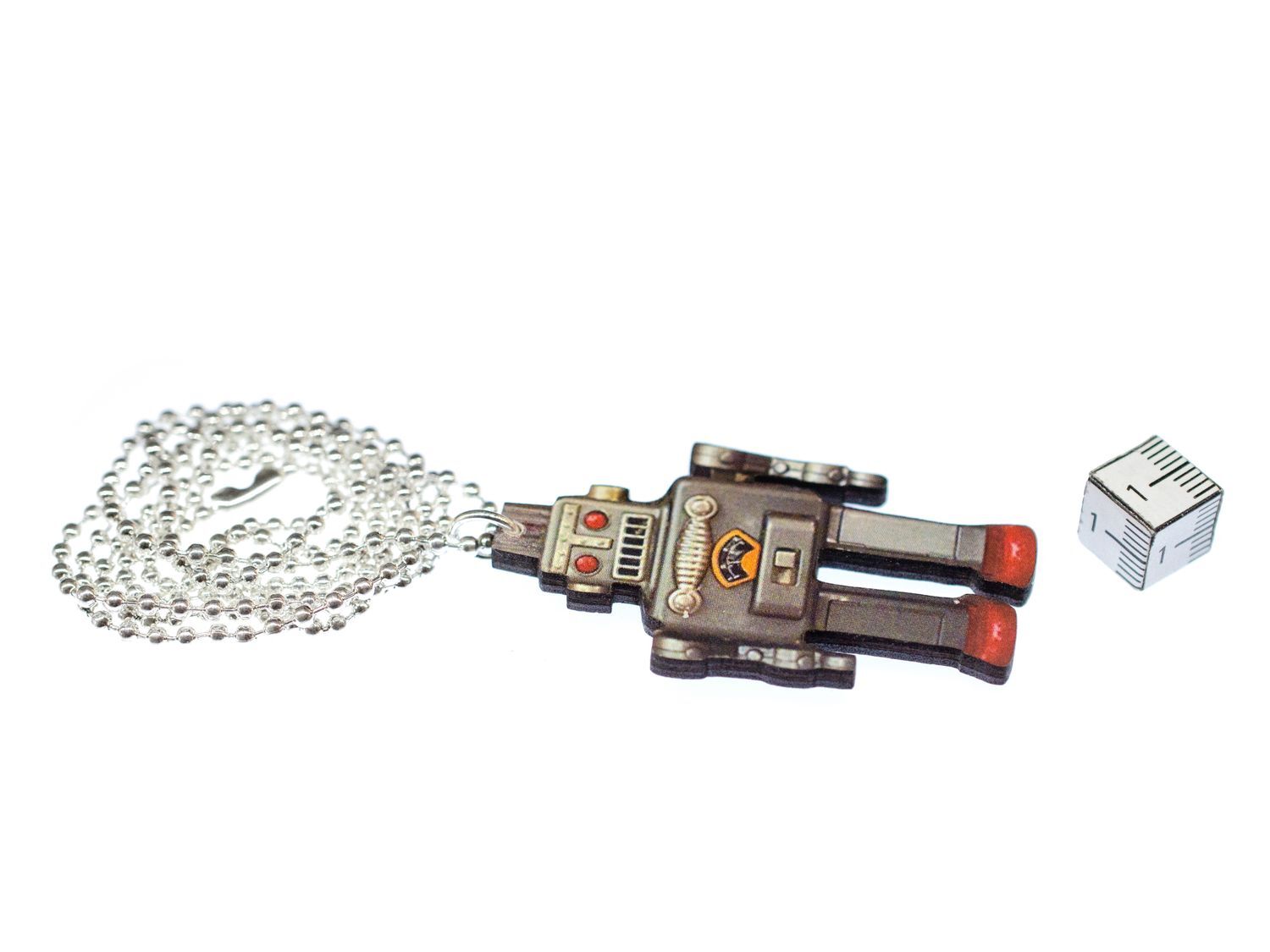 Robot Necklace Miniblings Android Wood Lasered 80cm Machine Mohawk