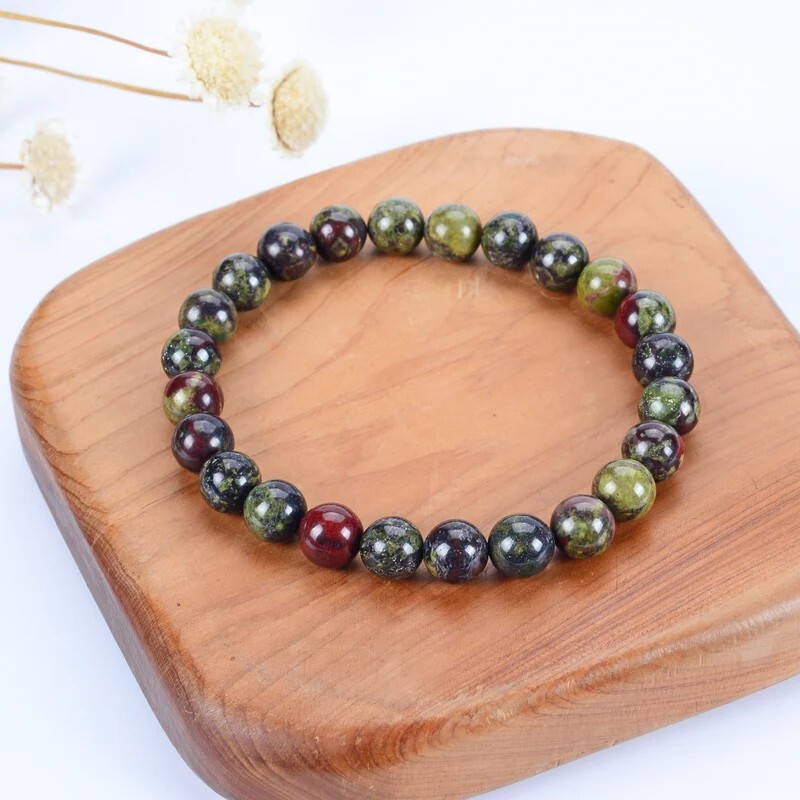 Dragon Blood Stone 8mm Beaded Balance Healing Reiki Stretch Women Men Bracelet